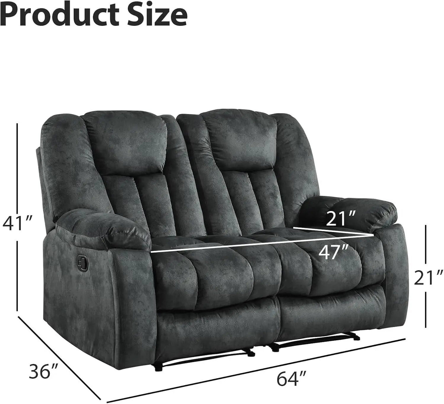Grey Extra Wide Loveseat Recliner Sofa For Two Cup Holders from PriceLows™