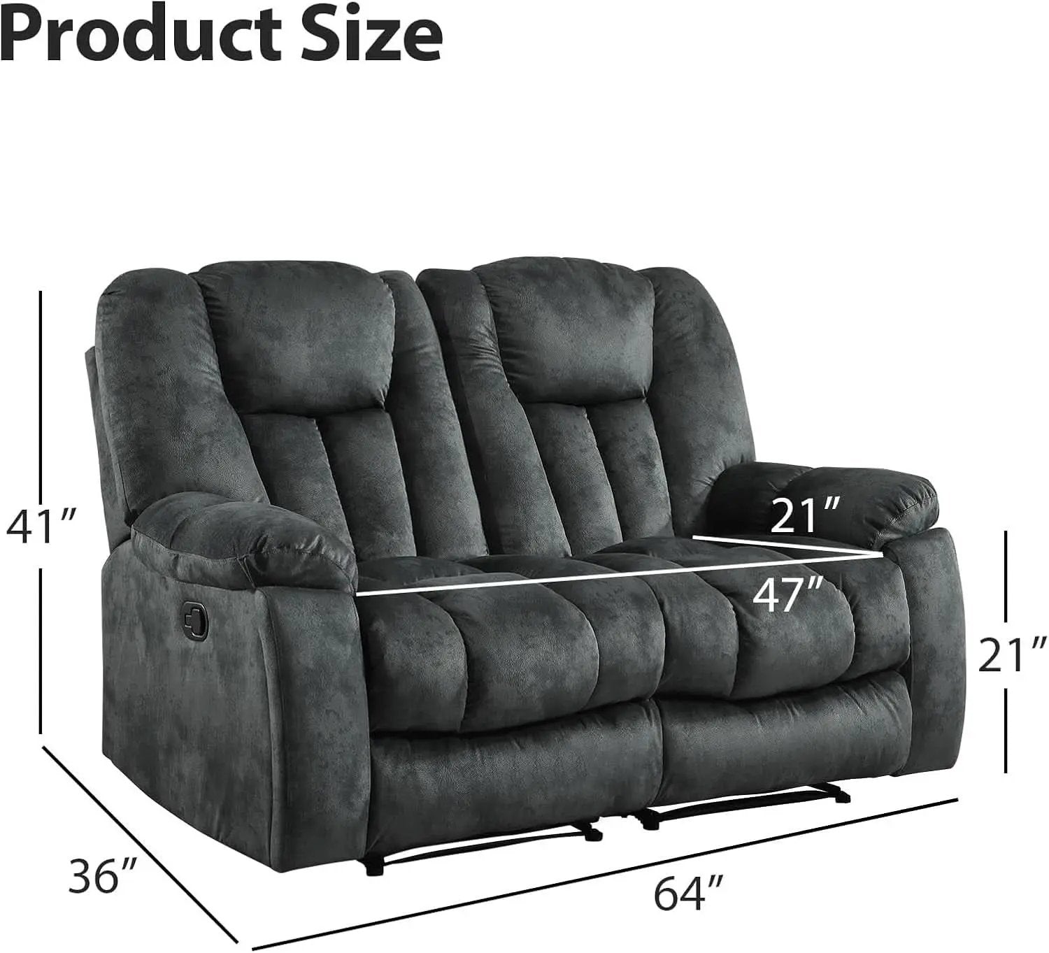 Grey Extra Wide Loveseat Recliner Sofa For Two Cup Holders from PriceLows™