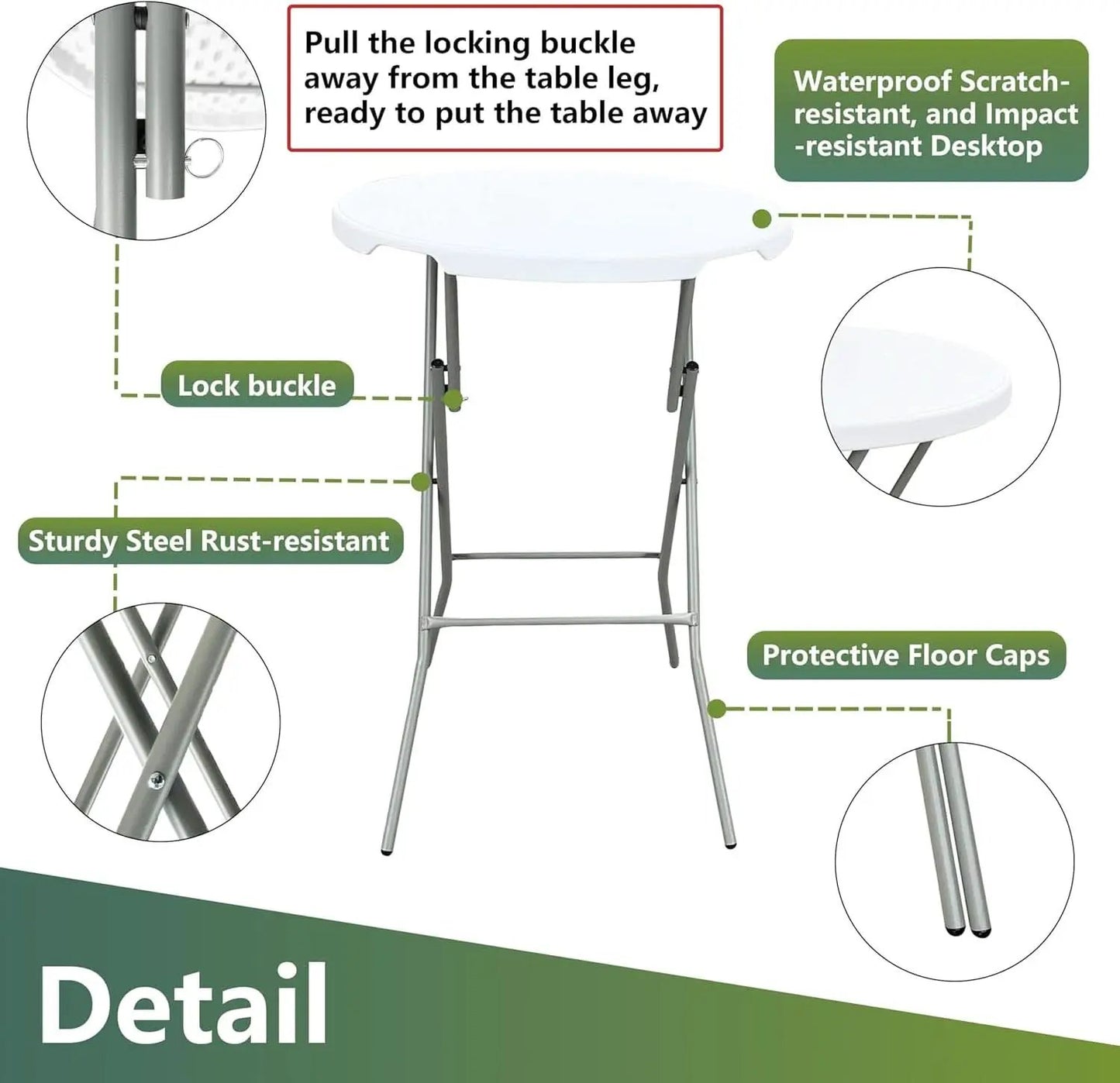 32 Inch White Ultra light weight Folding Table Outdoor from PriceLows™