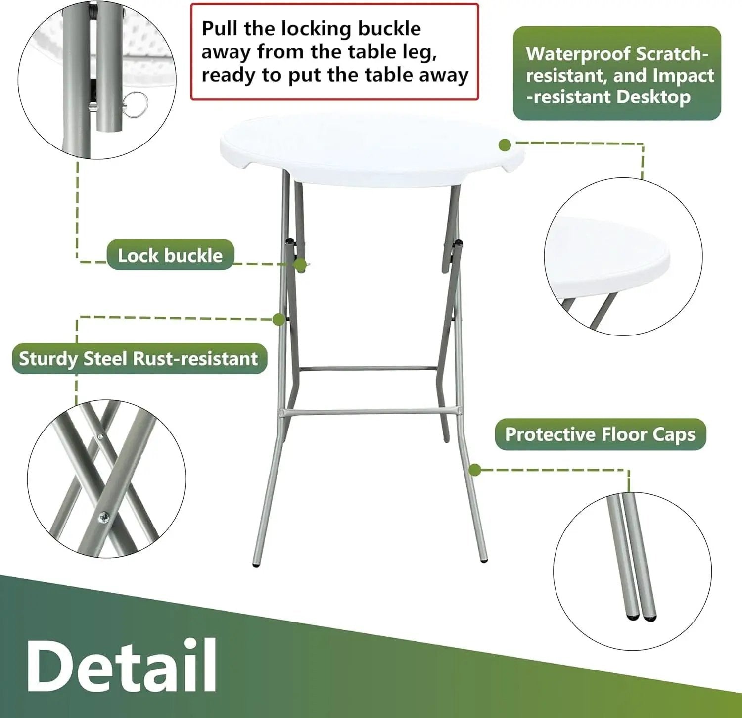 32 Inch White Ultra light weight Folding Table Outdoor from PriceLows™