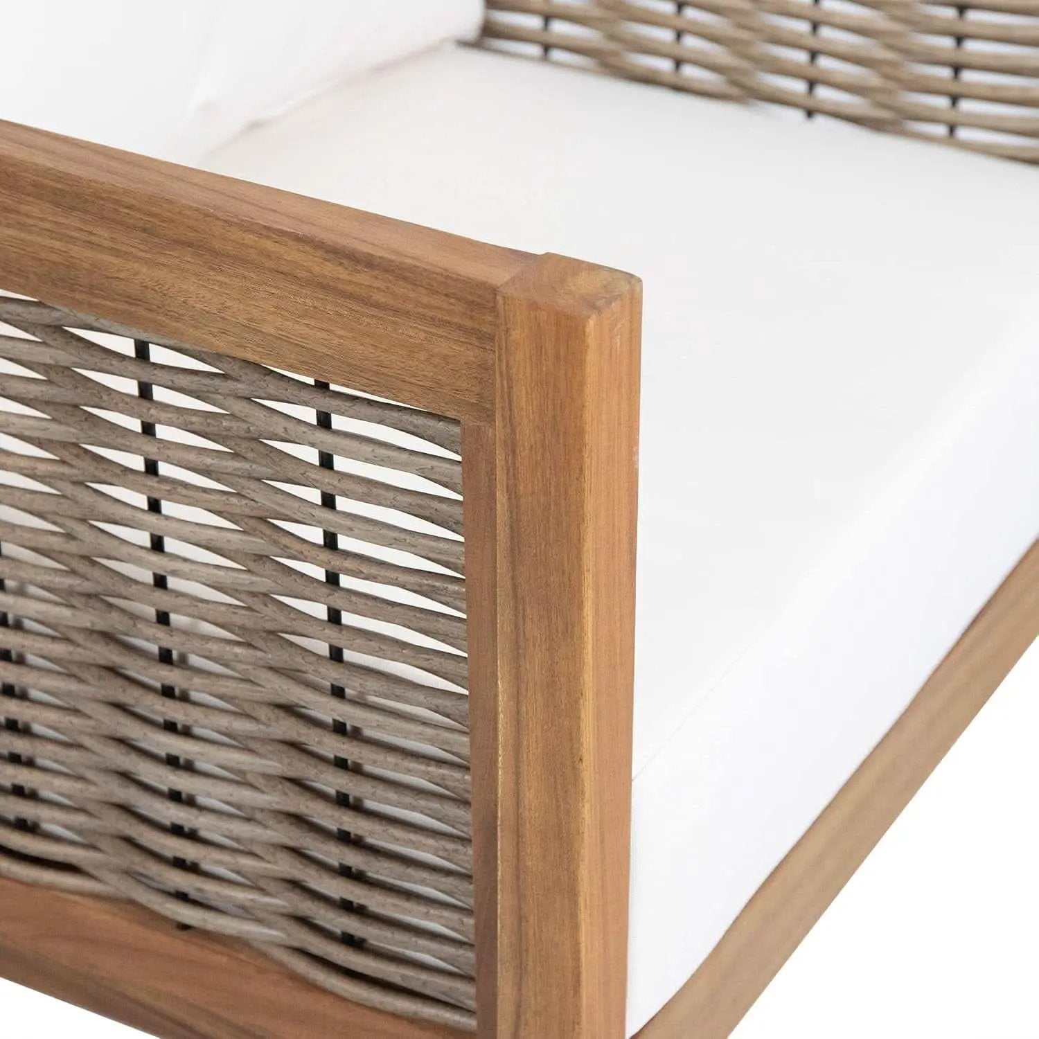 Burchett Outdoor 4 Piece Chat Set Acacia Wood And Wicker Teak Brown Beige from PriceLows™