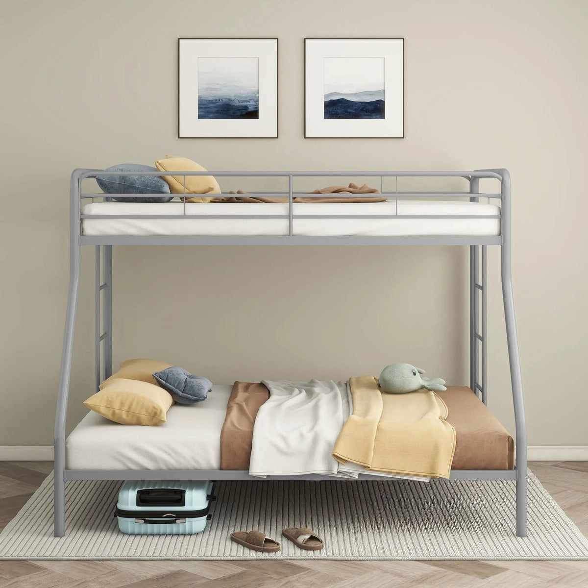 Carson Metal Twin Over Full Bunk Bed Glossy | 77.75 x 56.75 x 61.25 in | Metal | Silver