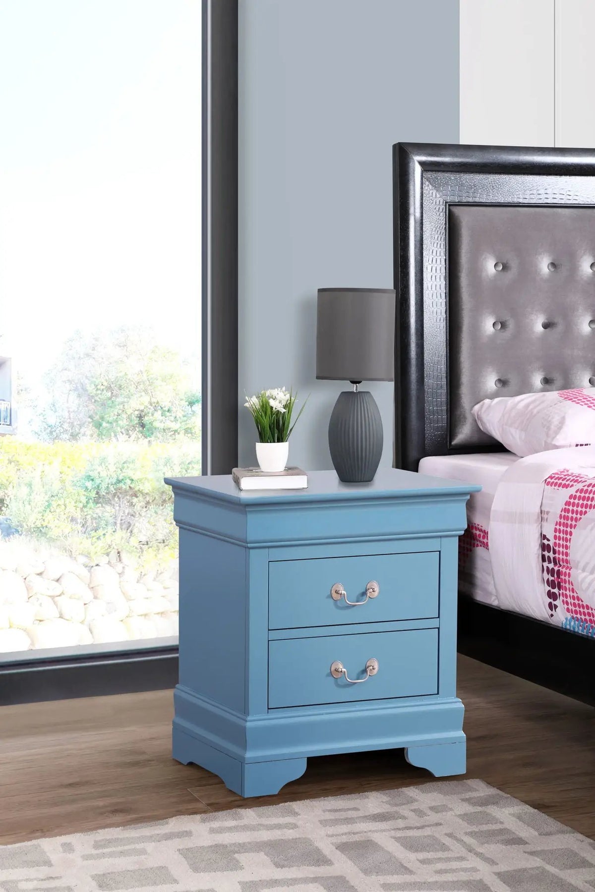 Louis Phillipe Nightstand | Traditional Wood Design | English Dovetailed Drawers | Metal Center Guides