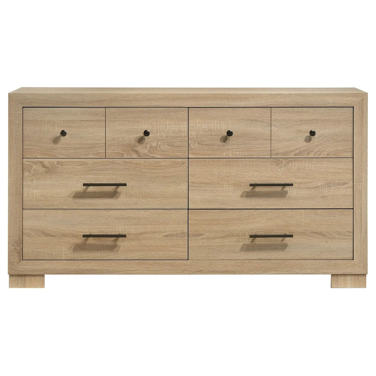 Arielle 6-drawer Bedroom Dresser Cabinet | 61 x 17.25 x 33.75 in | Engineered Wood & Metal | Light Oak