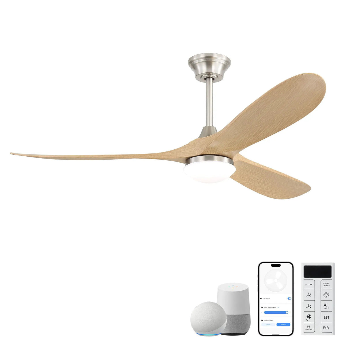 Smart Ceiling Fan | 60 Inch Span | Alexa Voice Control | Reversible DC Motor