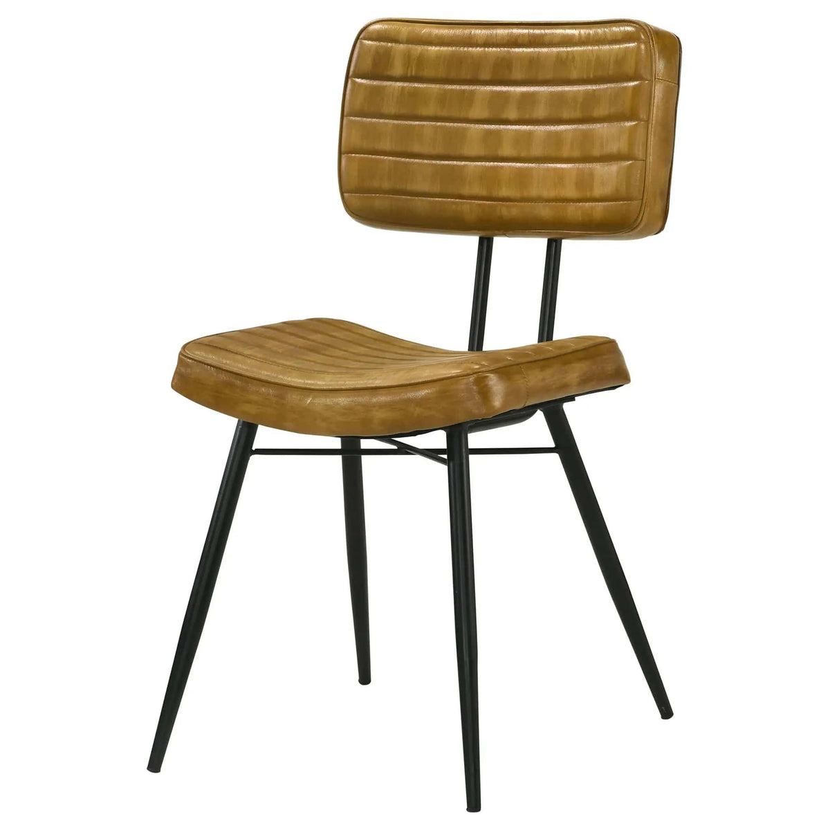 Misty Leather Upholstered Dining Side Chair Camel (Set of 2) | 17.75 x 17.75 x 33.75 in | Leather & Metal | Dining Room