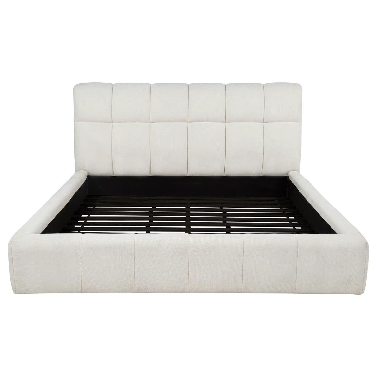 Nollet 48-inch Upholstered Eastern King Platform Bed | 87 x 98 x 47.5 in | Engineered Wood & Fabric | Cream
