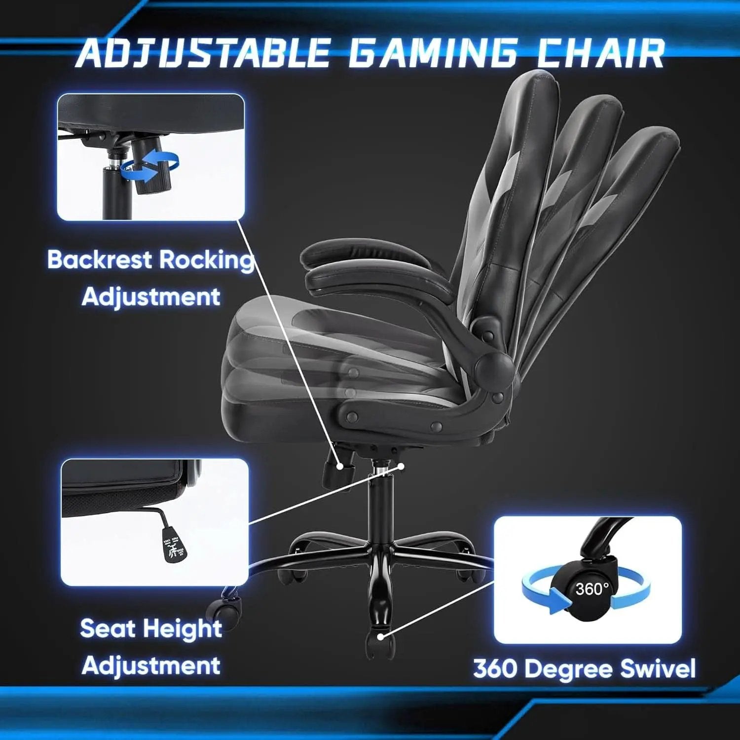 Big And Tall Leather Office Desk Gaming Chair With Adjustable Arms from PriceLows™