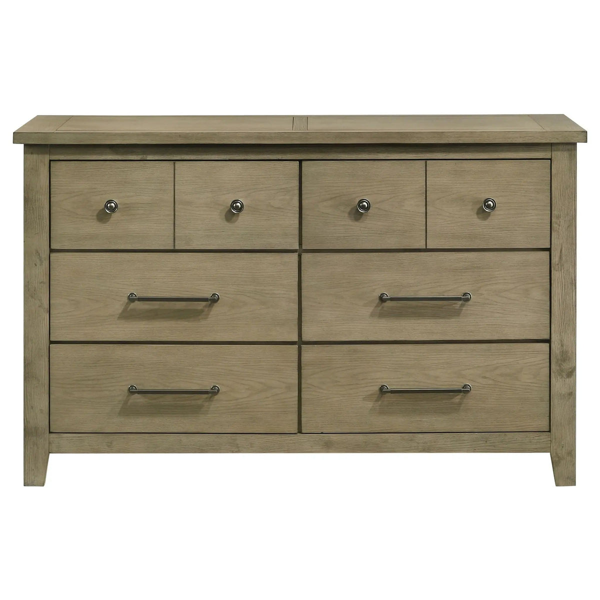 Hazlewood 6-drawer Bedroom Dresser Cabinet Vineyard | 61 x 17.25 x 37.75 in | Rubberwood & Engineered Wood | Oak