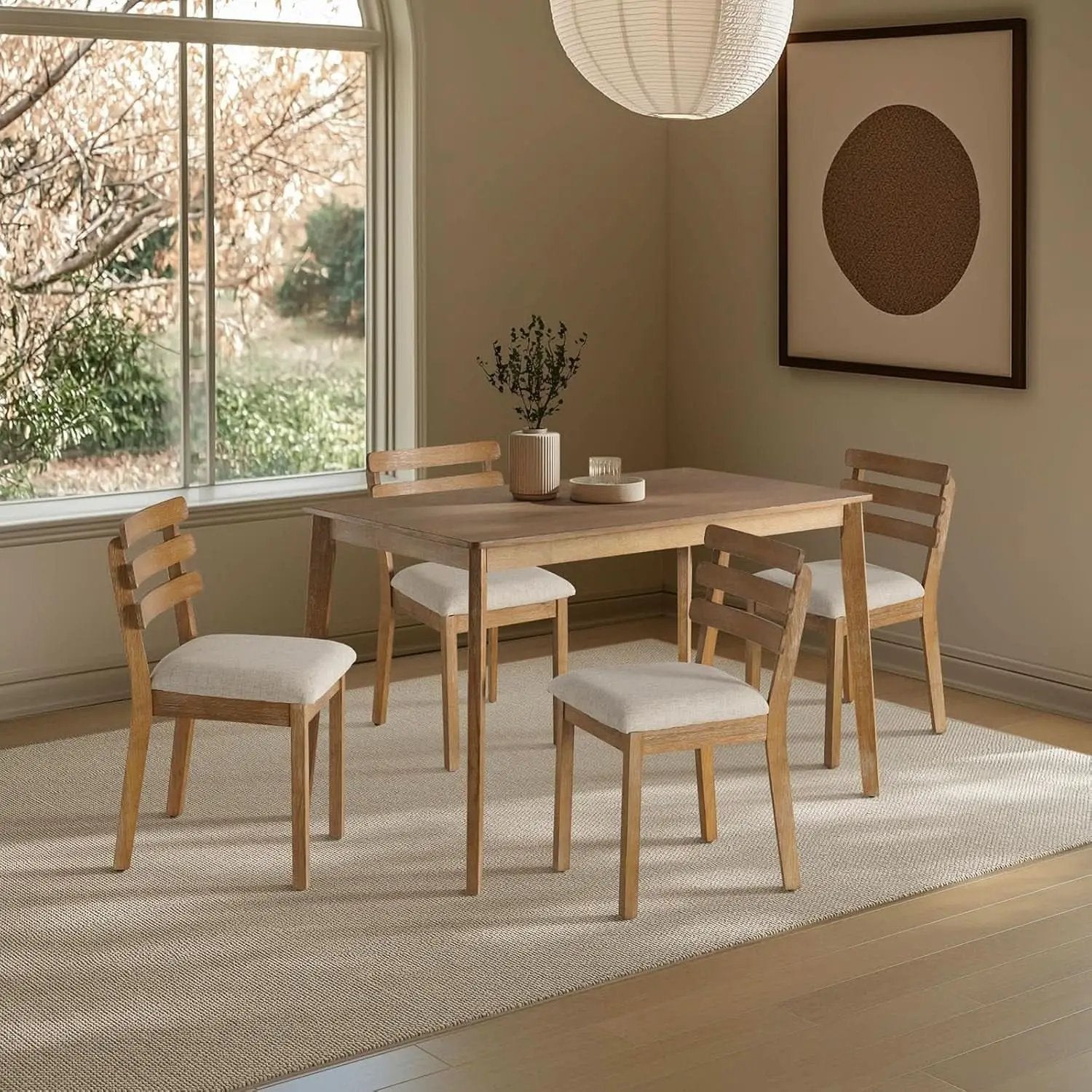 Premium Solid Wood Farmhouse Dining Table Set For Four from PriceLows™