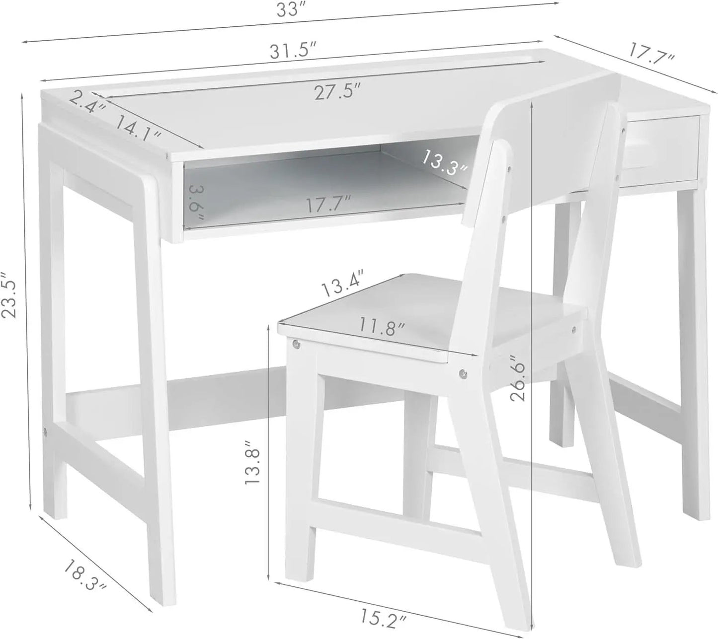 Kids Desk and Chair Set With Storage Drawers for Study from PriceLows™