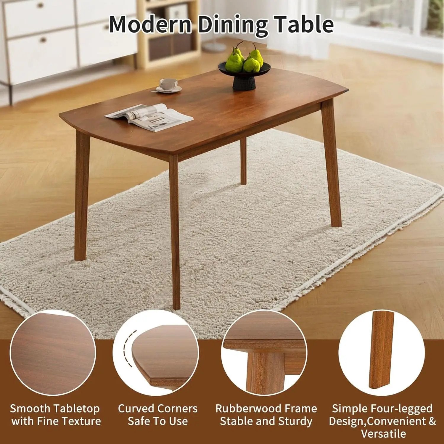 Brown Beige Space Saving Solid Wood Dining Set Chairs from PriceLows™