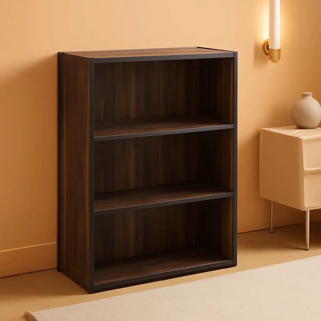 Pasir 3-Tier Open Shelf Bookcase Columbia Walnut Finish from PriceLows™
