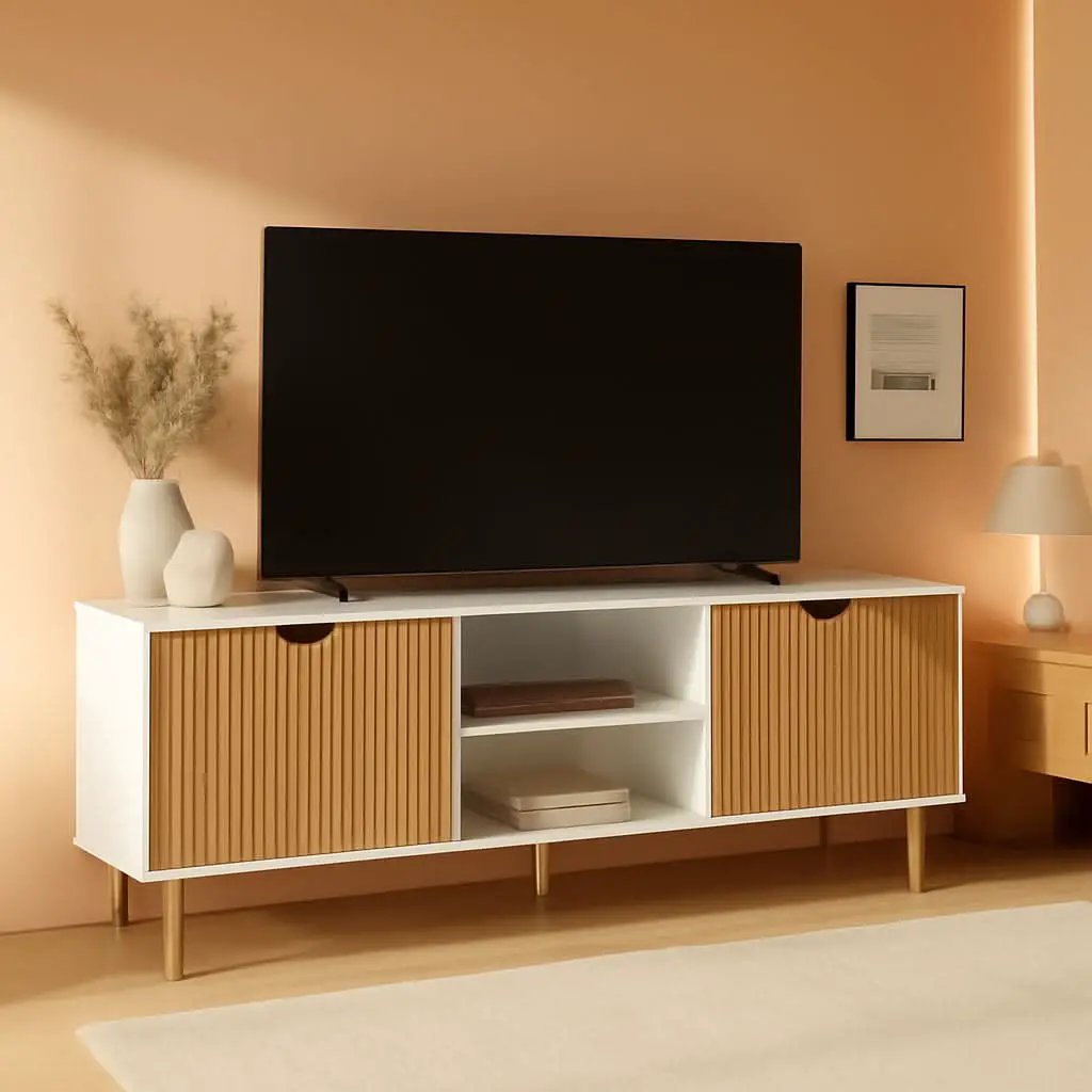 Modern 70 Inch TV Stand With Durable Adjustable Shelves from PriceLows™