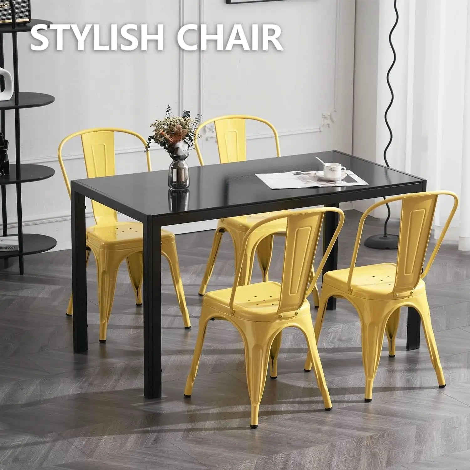 Stackable Yellow Metal Dining Chair 18 Inch Kitchen from PriceLows™