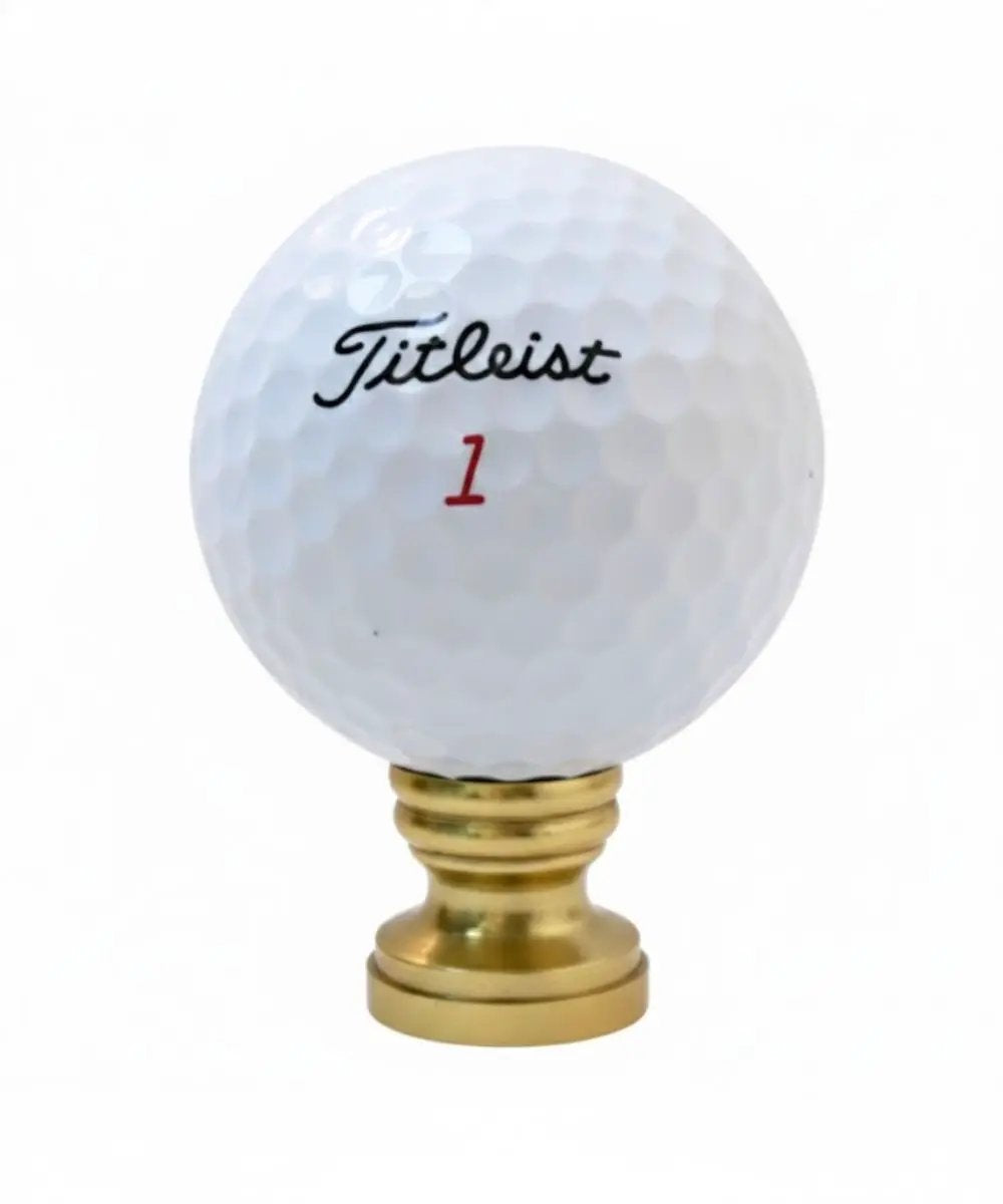 Lamp Finial | Golf Ball Design | Polished Brass Base | 2.25 Inch Height