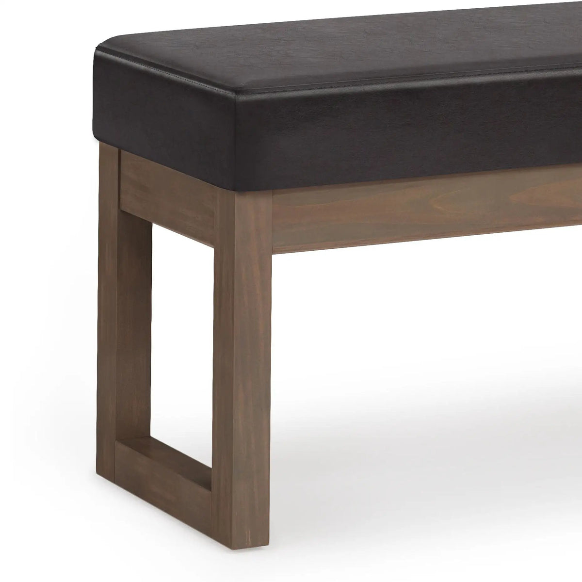 Milltown Upholstered Ottoman Bench | Driftwood Solid Wood Base | Versatile Design | 44.5 Inch Width