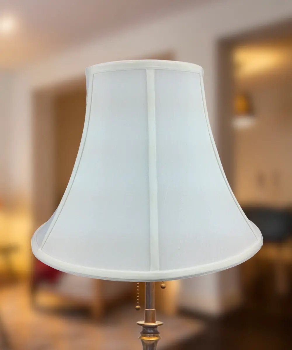 Lamp Shade | Bell Shape Shantung | Pure White | 16 By 12 Inches