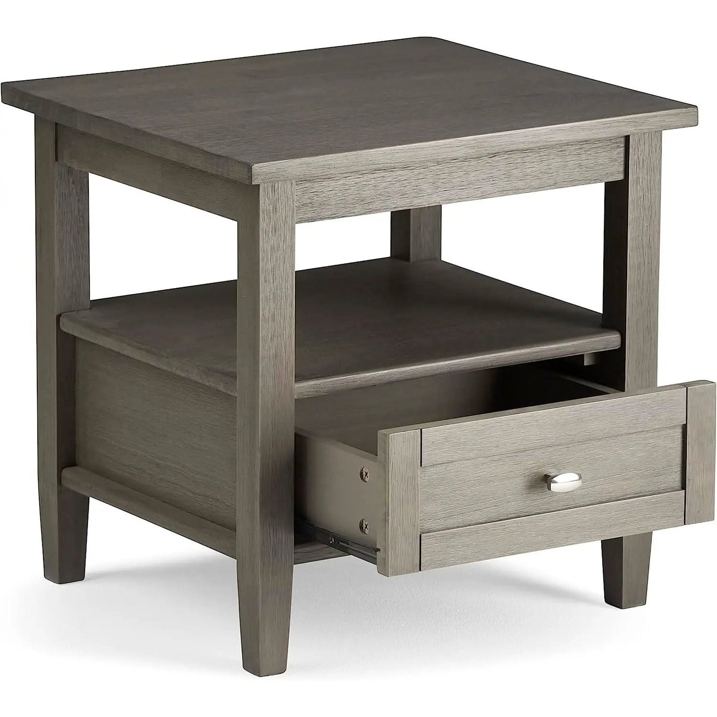 Solid Wood Rectangle End Table With Drawer Farmhouse Grey from PriceLows™