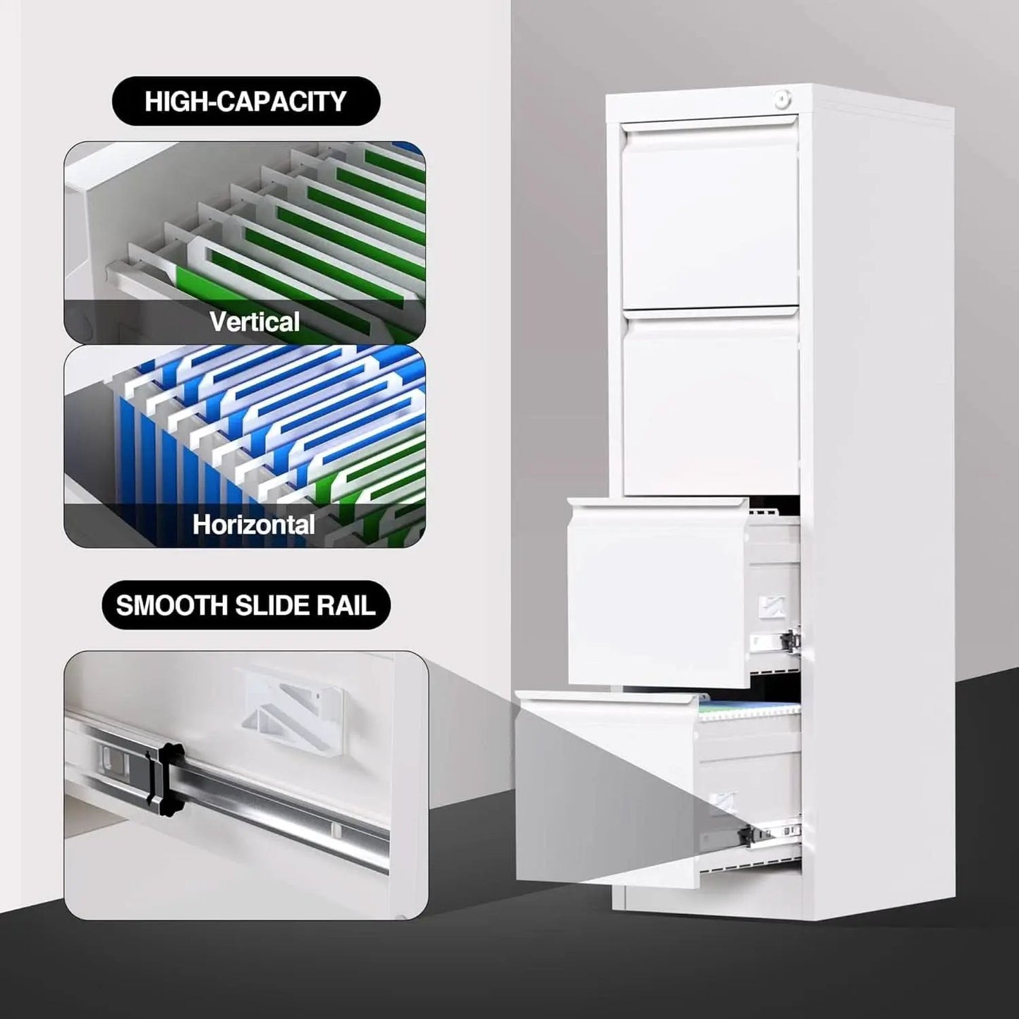 4 Drawer Metal Vertical Locking File Cabinet For Letter And Legal Files from PriceLows™