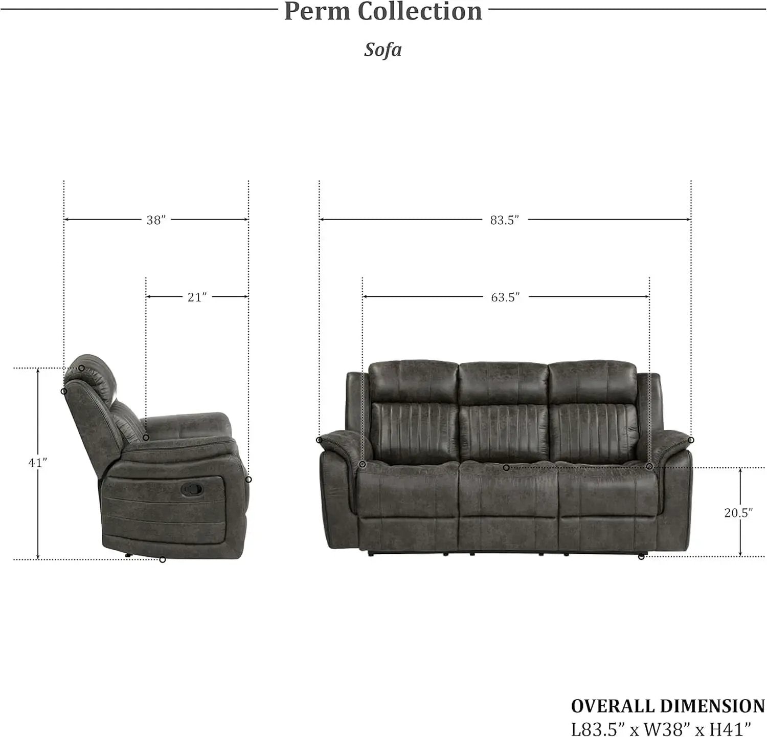 3 Piece Recliner Living Room Set In Brownish Gray Microfiber from PriceLows™