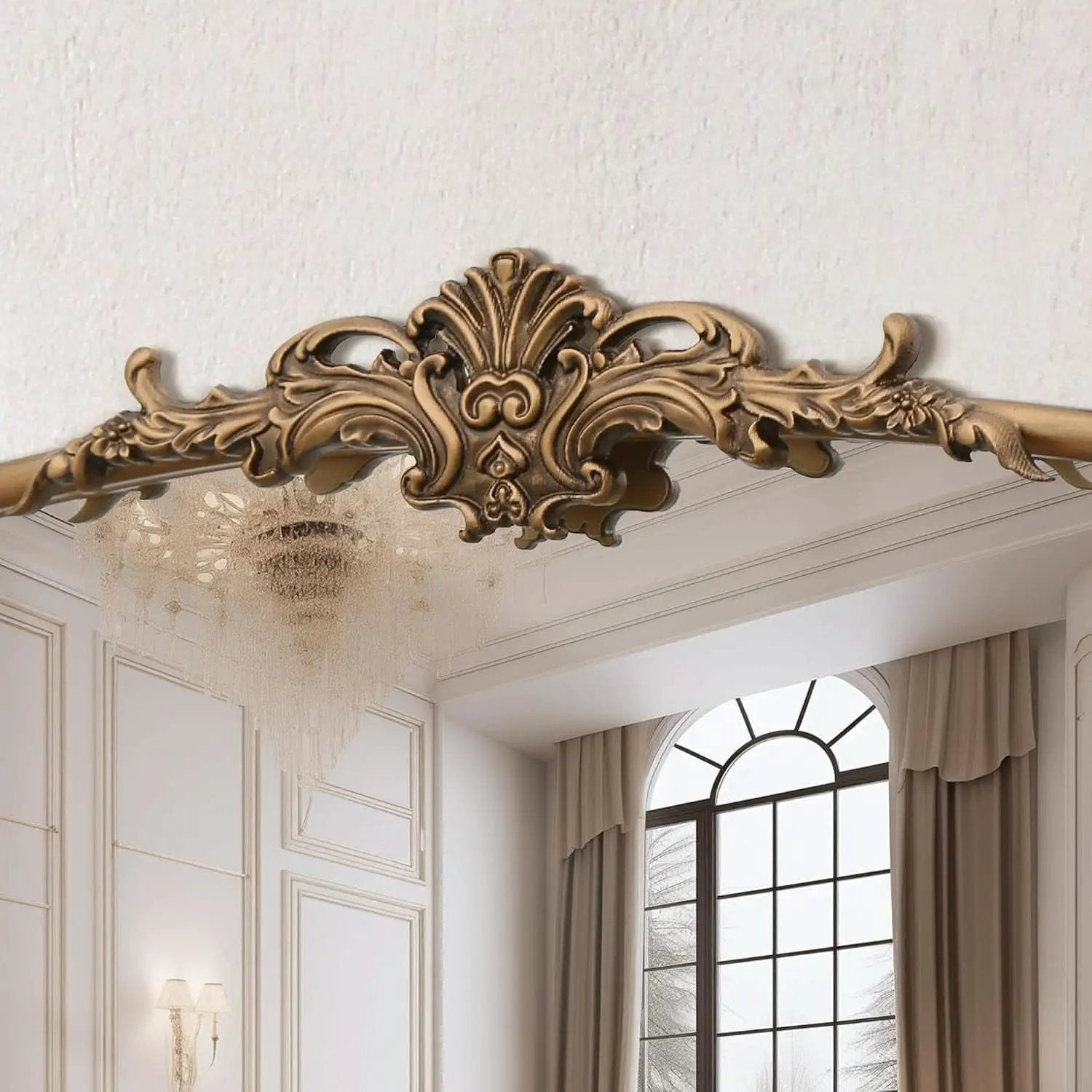 Arched Gold Wall Mirror 40x30 Inches Vintage Ornate from PriceLows™