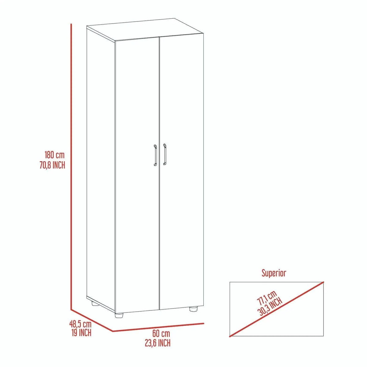 Armoire Organiser, Two Shelves, Rod, Double Door Cabinet Armoire Wardrobe | 2 Pieces | Bedroom Furniture | Bedroom