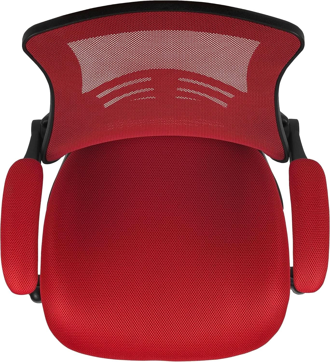 Kelista Red Mid Back Swivel Office Chair With Flip Armrests from PriceLows™