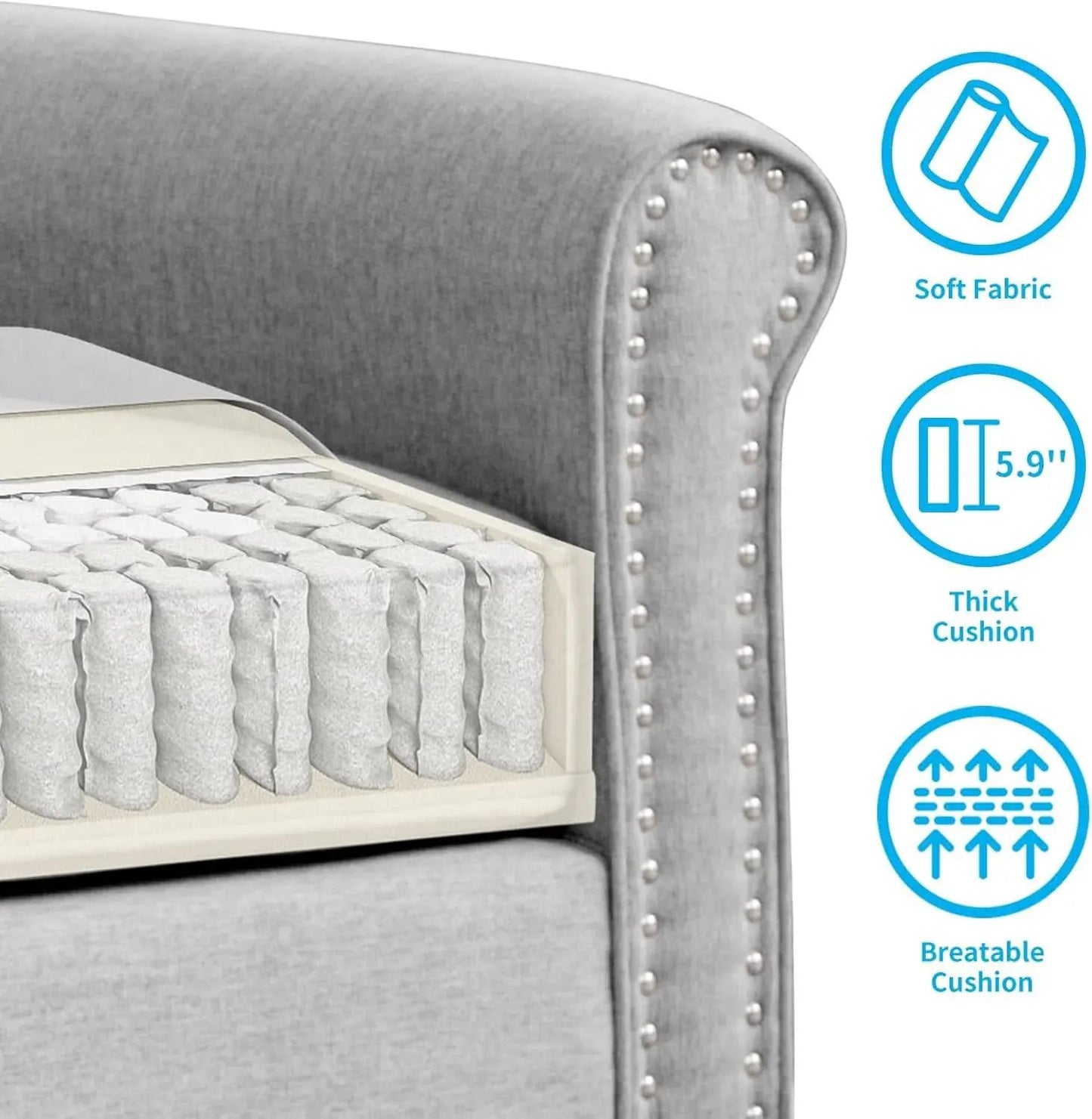 Light Grey Small Space Living Room Couch Set With Loveseat from PriceLows™