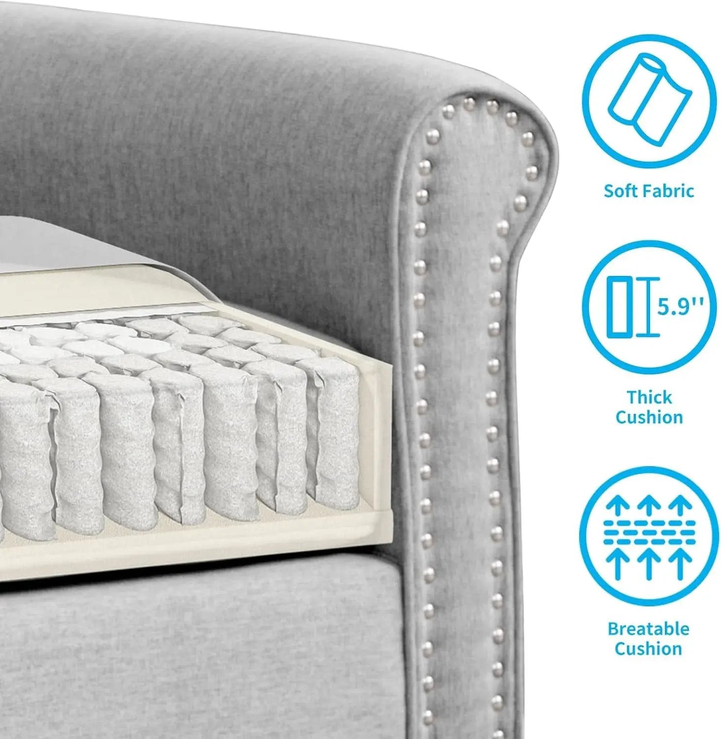 Light Grey Small Space Living Room Couch Set With Loveseat from PriceLows™