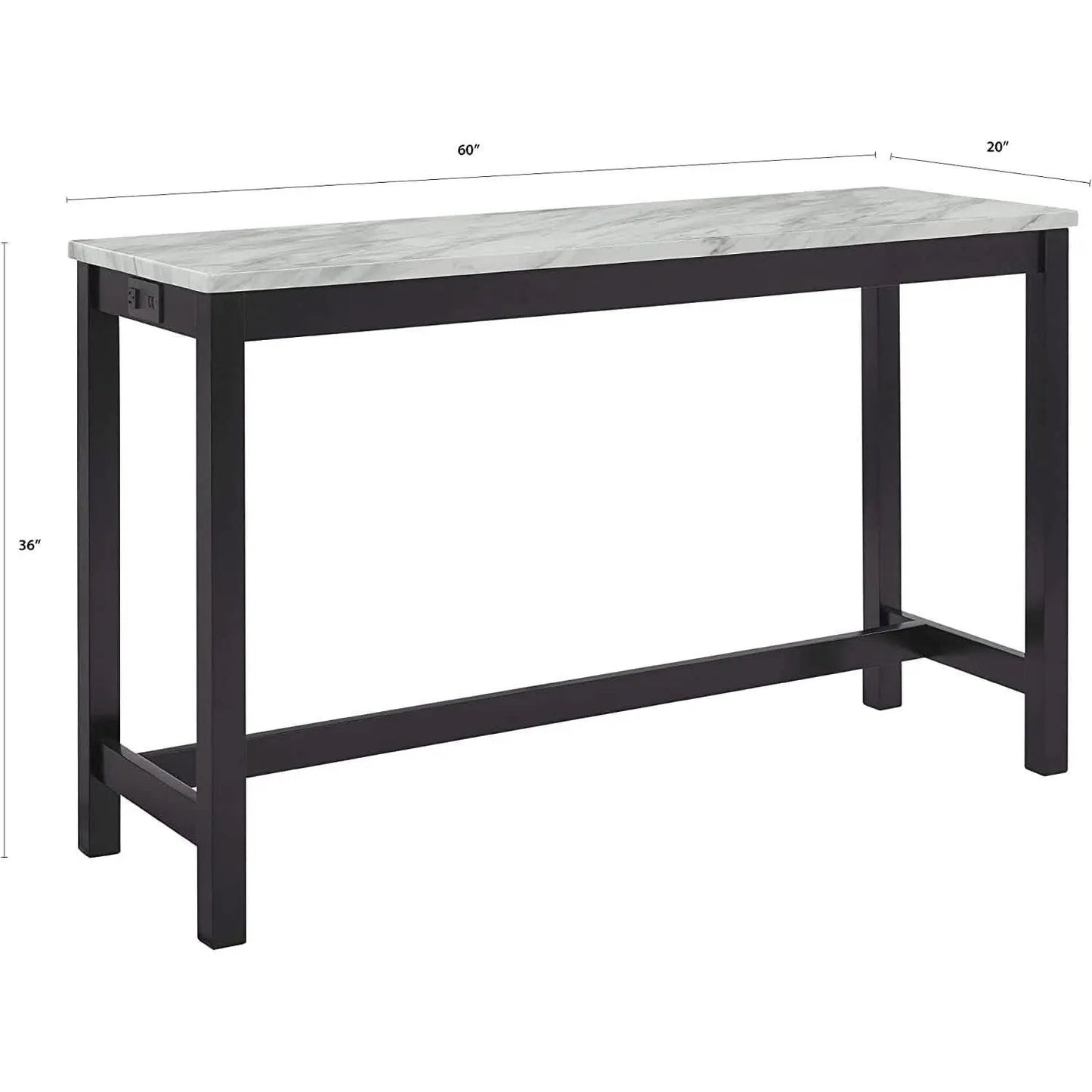 Blue Velvet Bar Table Set With Faux Marble Top 4 Piece from PriceLows™