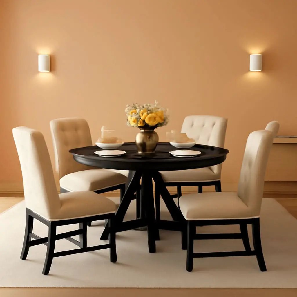Extendable Round Dining Table Set 5 Piece Modern Farmhouse Style from PriceLows™