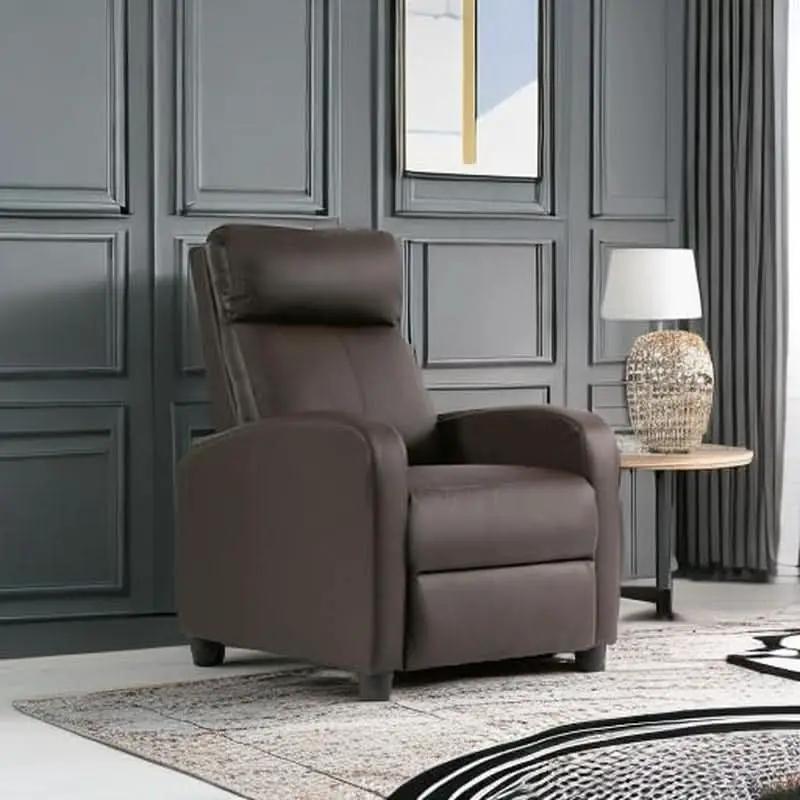 Brown Leather Recliner Chair For Living Room Home Theater from PriceLows™