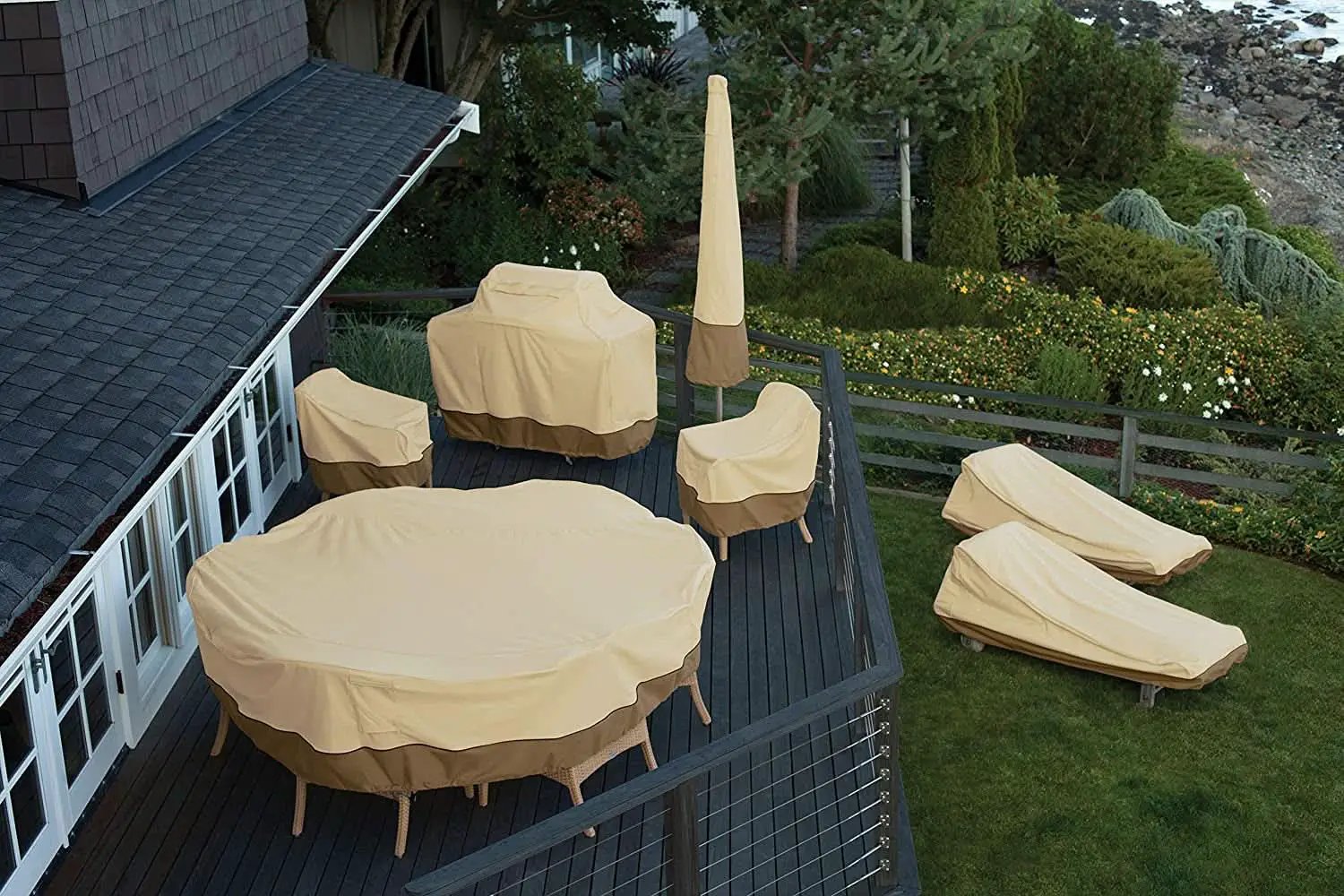 Waterproof 13ft Offset Umbrella and Frame Cover Set from PriceLows™