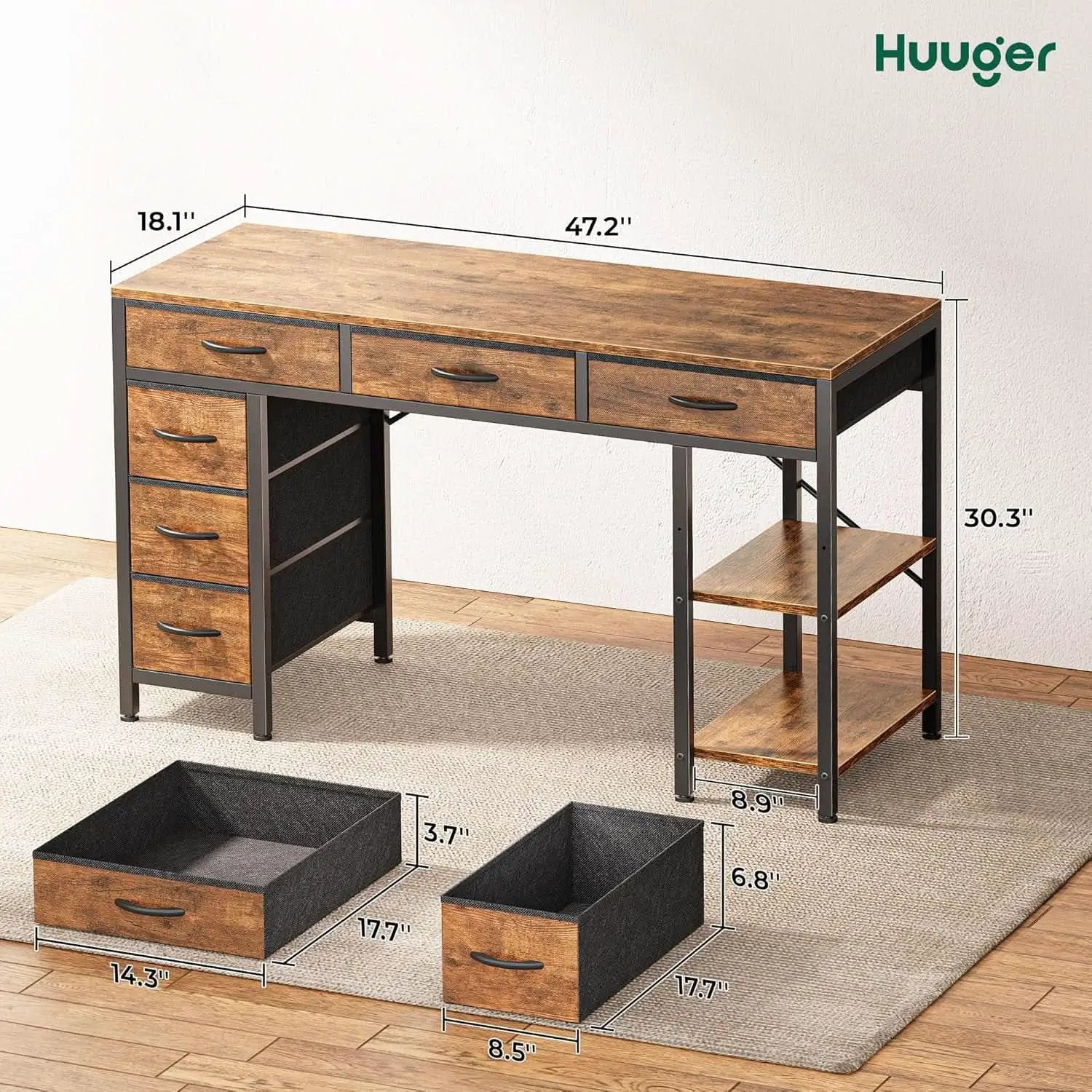 Rustic Brown 47 Inches Corner Desk Storage Solutions from PriceLows™