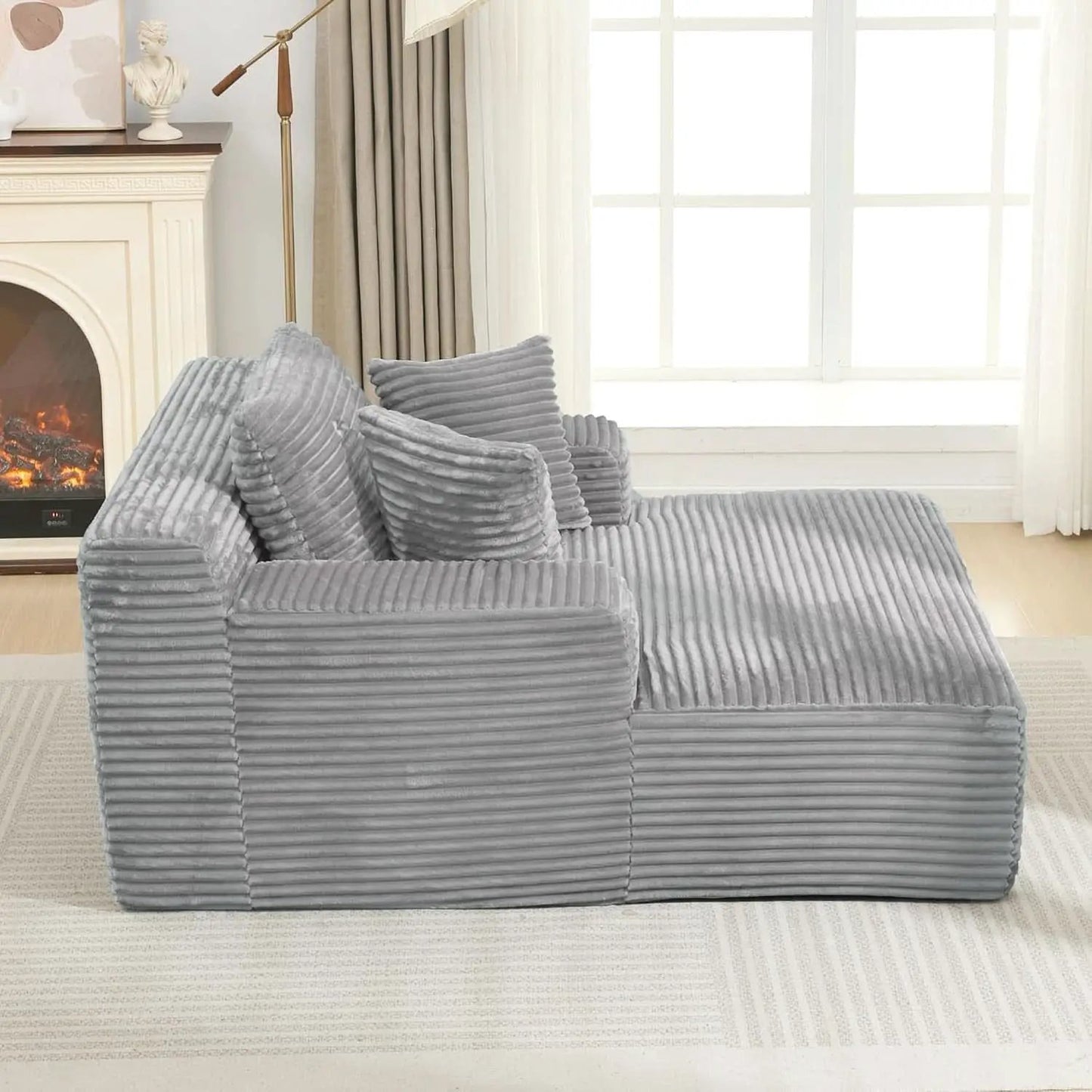 Oversized Chaise Lounge With Deepseat Corduroy Upholstery from PriceLows™