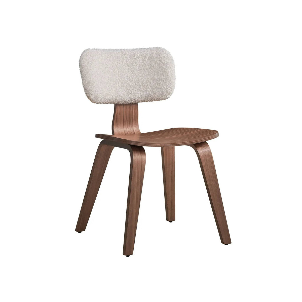 Casson Boucle 7 Walnut Side Chair (Set of 2) | 22 x 18 x 30 in | Walnut & Boucle | White / Walnut