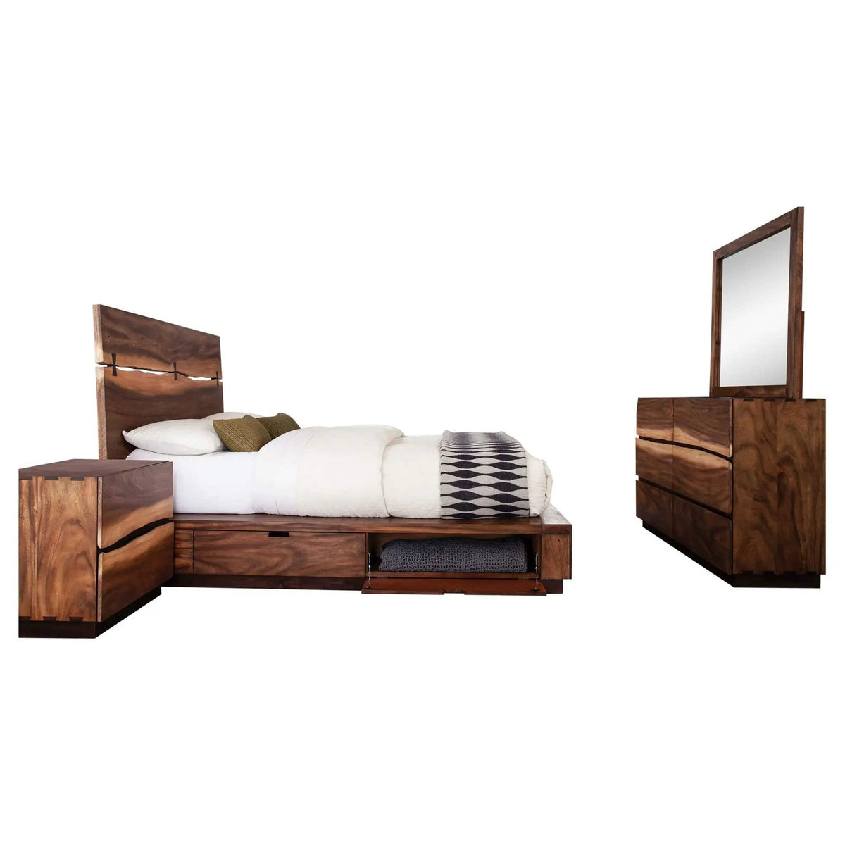 Winslow 4-piece Queen Bedroom Set Smokey | 4-Piece Set | Walnut & Wood | Walnut