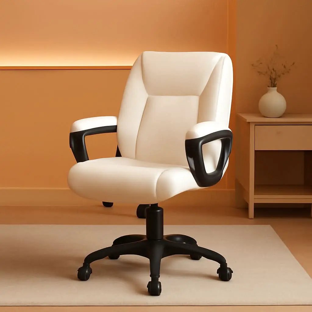 Cream Padded Office Chair Armrests Height Adjustable from PriceLows™