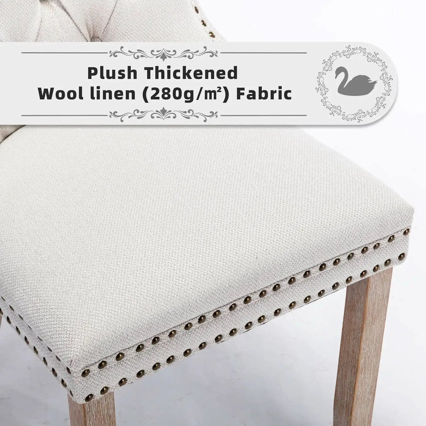 Beige Linen Dining Chairs Set Of 4 With Nailhead Trim from PriceLows™