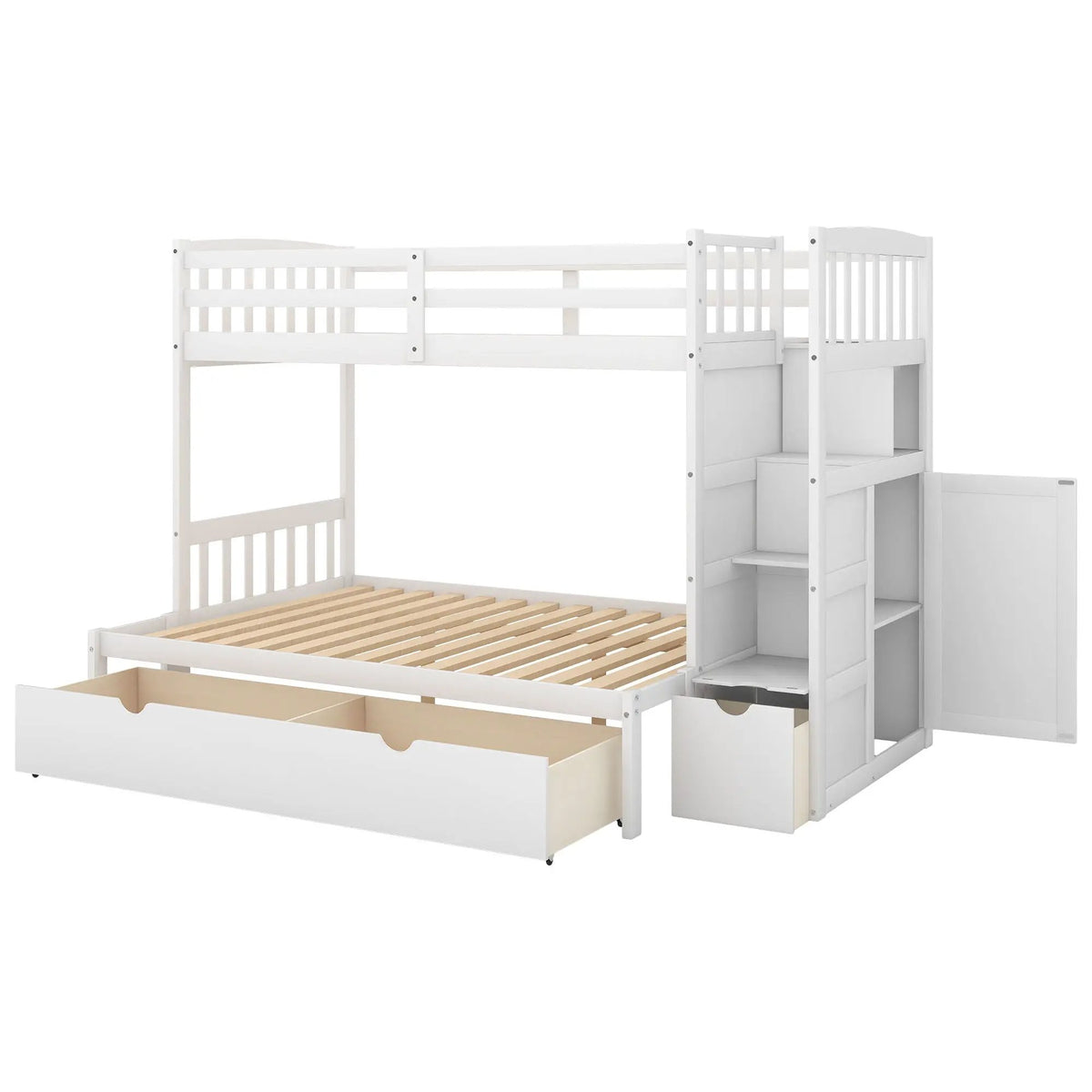 Bunk Bed | Convertible To Full Size | Built In Storage | Integrated Staircase