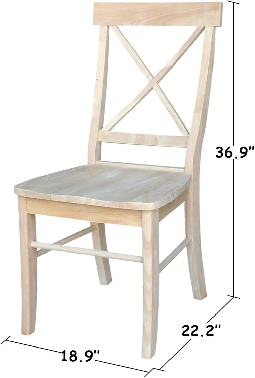 X Back Dining Chairs Set Of 2 In Unfinished Parawood from PriceLows™