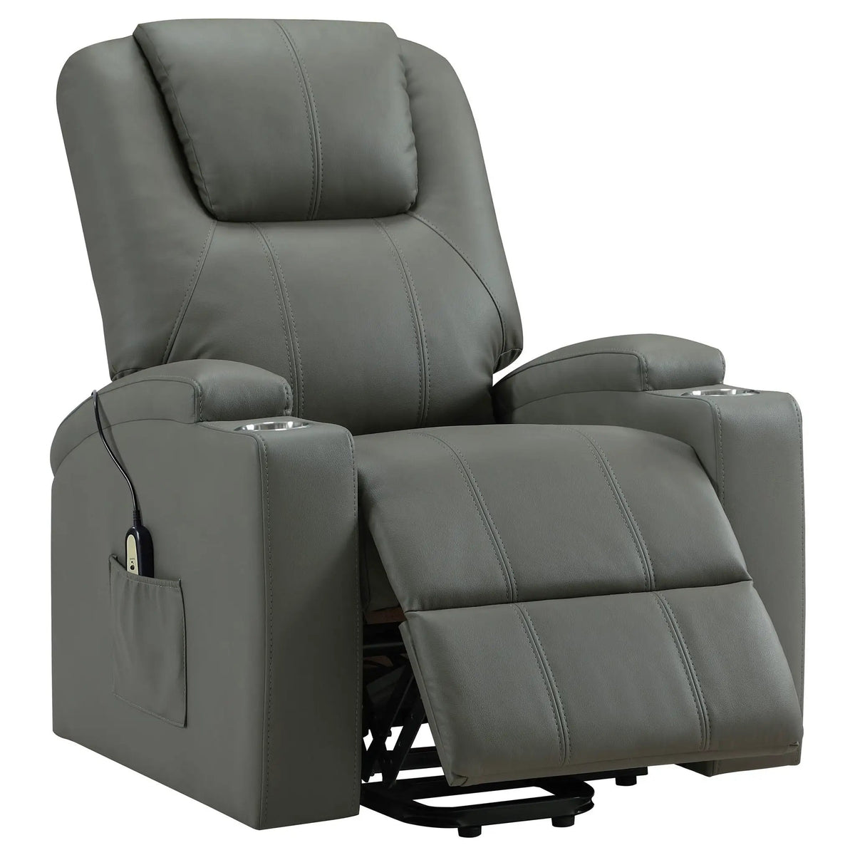 Macklin Power Lift Massage Recliner | Heat And Massage | Dual Cupholders | Smooth Upholstery