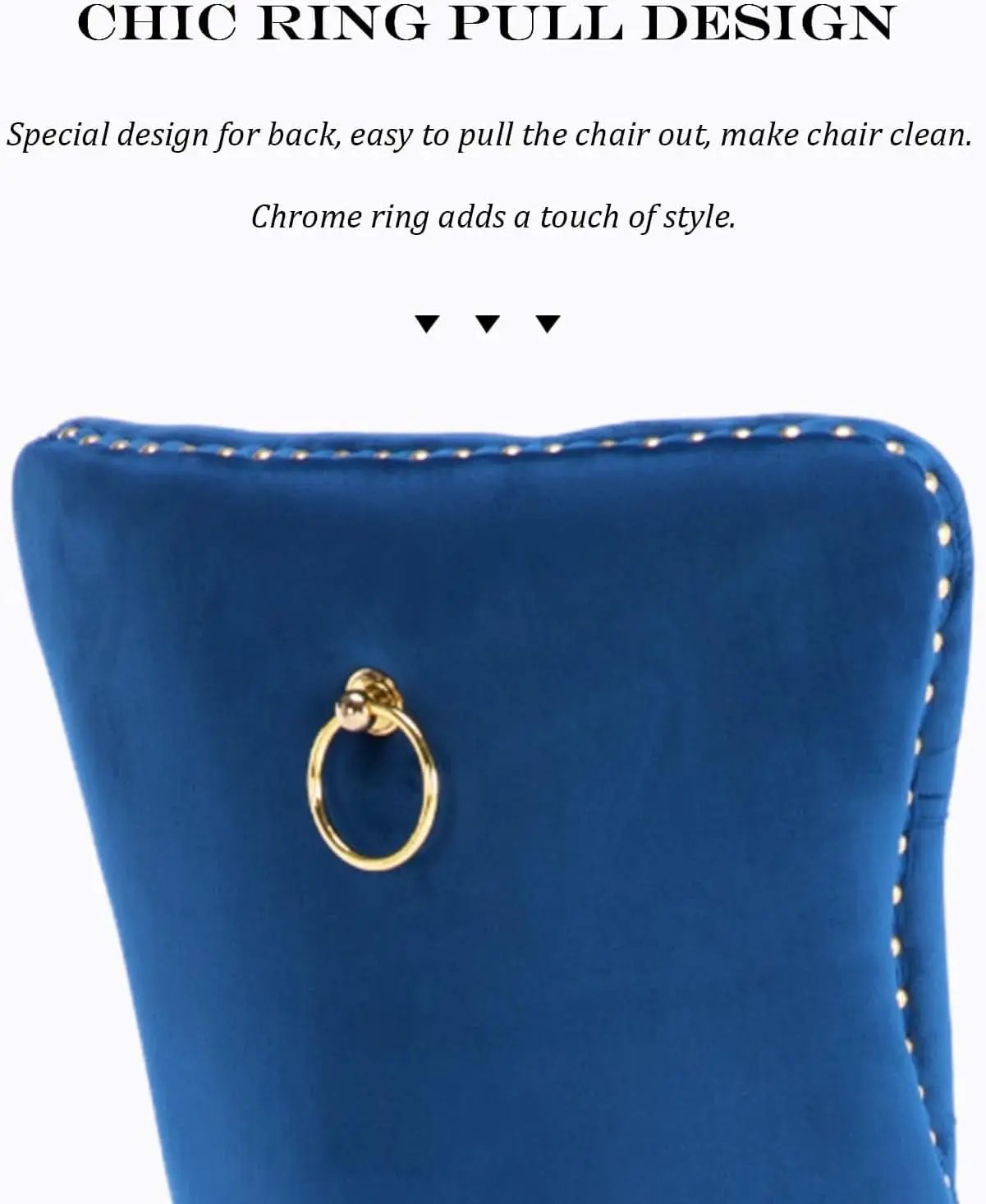Blue Velvet Dining Chair Set Of 2 With Tufted Nailhead Trim from PriceLows™