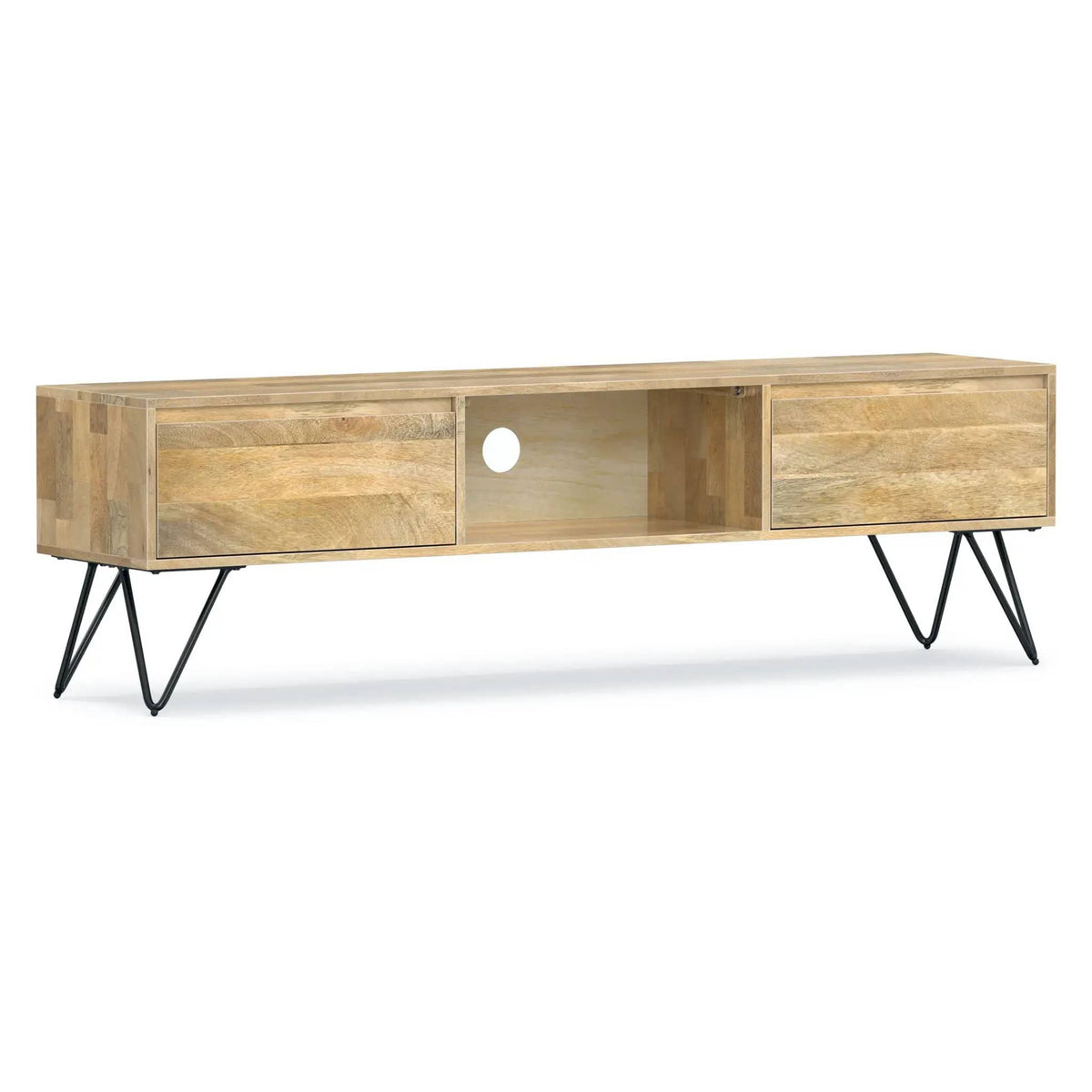 Hunter Handcrafted TV Media Stand | 68 x 15 x 20 in | Iron & Metal | Natural