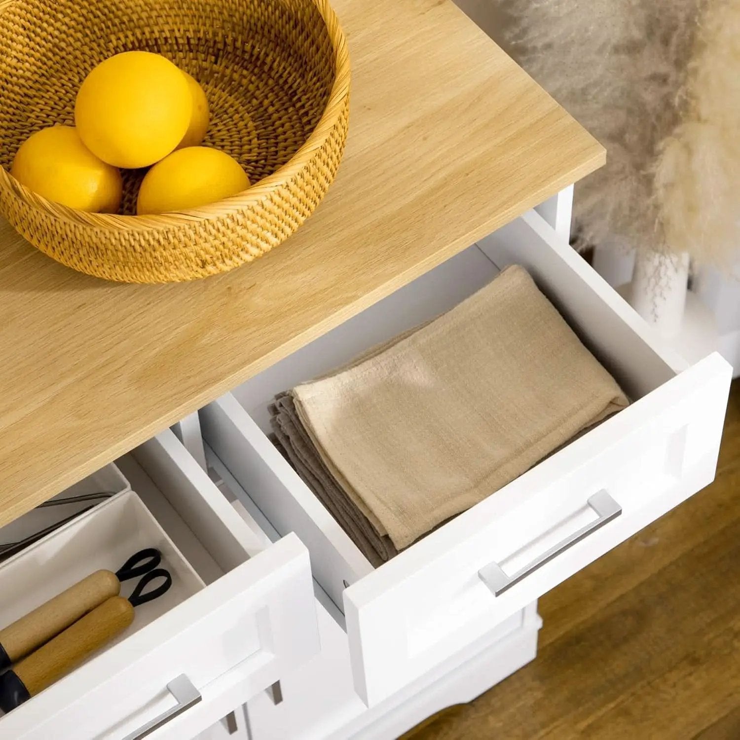 Sideboard Buffet Cabinet With 3 Storage Drawers And Adjustable Shelf from PriceLows™