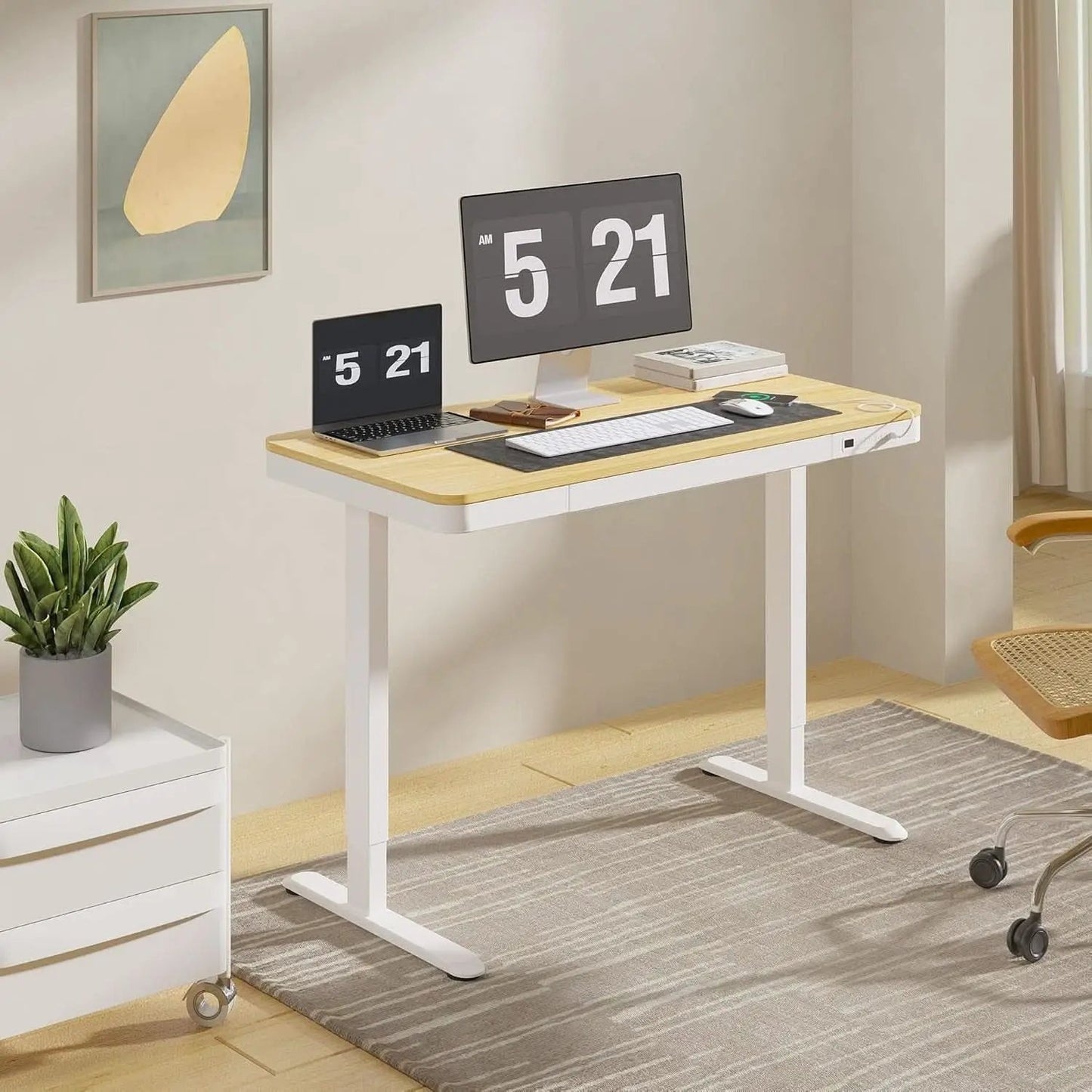 48 Inch Electric Standing Desk With USB Port And Drawers from PriceLows™