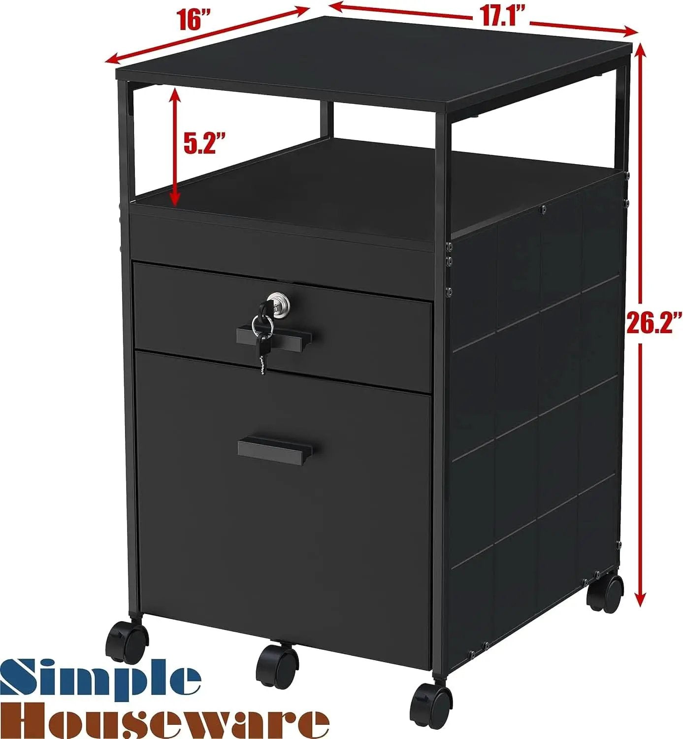 Rolling Mobile File Cabinet With Two Drawers Black from PriceLows™