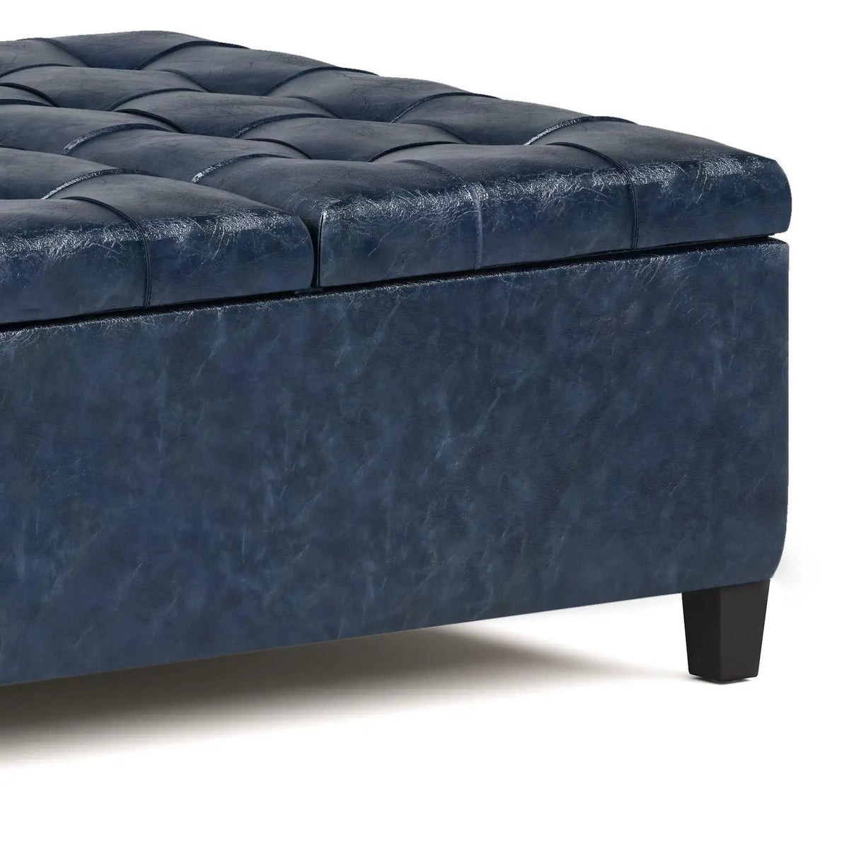 Coffee Table Storage Ottoman | Lift Top Hinge | Solid Wood Base | Large Square