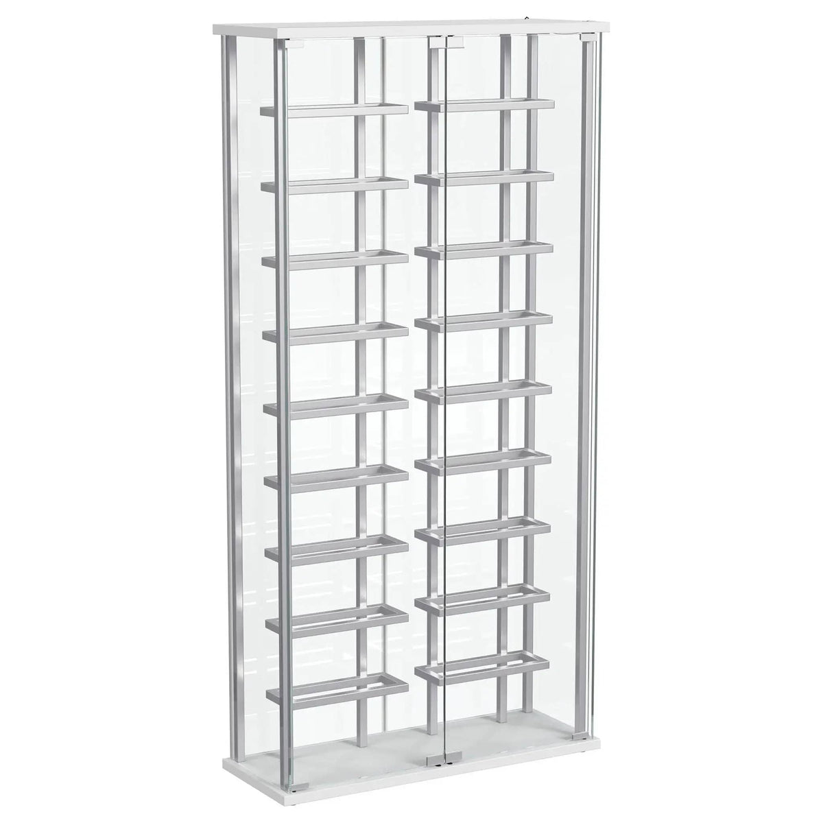 Montara Tempered Glass Wine Storage LED Curio Cabinet Chrome | 31.5 x 11.75 x 64.25 in | Tempered Glass | Home